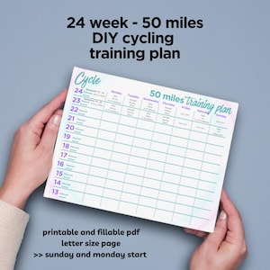 50mile 24-week Cycling Race Plan, Cycling Training Plan Template, Cycling Training Plan, Cycling Workout Plan, Cycling Tracker, Fillable PDF
