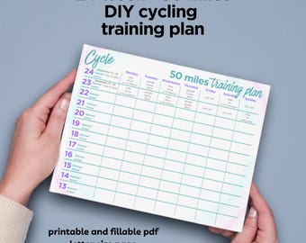 50-Mile Cycling Race Plan, 24-Week Training Template (Fillable PDF)