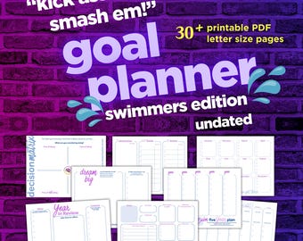 Swimming Goals, Swimmer Goals, Competitive Swimmer, Swim Goals Chart, Annual Goal Setting, Swim Season, Undated Printable Workbook and Guide