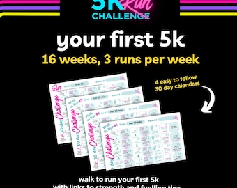 16-week 5K Run Plan, Couch to 5K, 5K Training, First 5k Run, 30-day Run Challenge, 5k Run for Beginners, Easy 5K Run Program, PDF Download