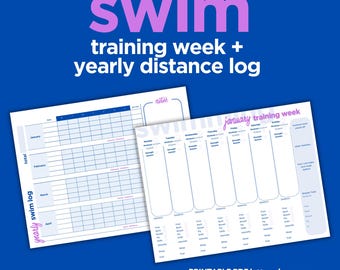 Swimming Training Planner, Weekly Schedule & Yearly Log (Printable PDF)