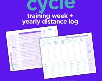 Cycling Training Planner, Weekly Schedule, Yearly Distance Log (Printable PDF)