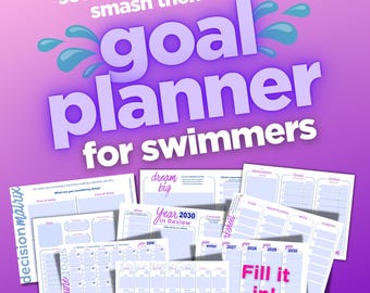 Goal Setting for Swimmers, Annual Goal Setting Planner, Fillable Workbook and Guide, PDF