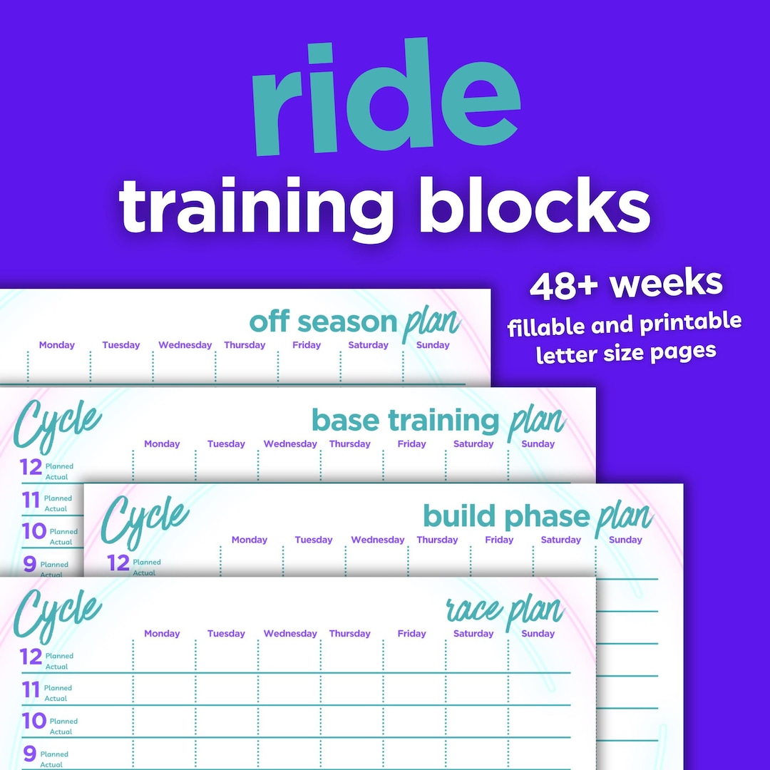 Year-round Cycling Training Plan, 48 Weeks Training Template, Fillable ...