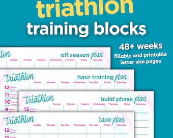 Triathlon Training Schedule, Triathlon Training Log, Fillable PDF