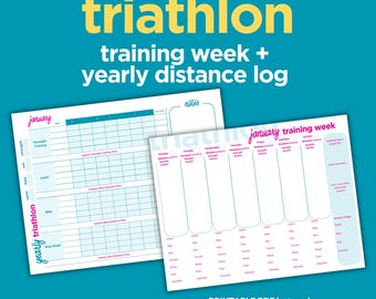Weekly Triathlon Training Planner, Women and Girls Triathlon Training Log, Triathlon Training Schedule, Triathlon Training Printable PDF