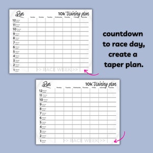 12 Week 10K Run Training Plan Template, Fillable PDF - Etsy