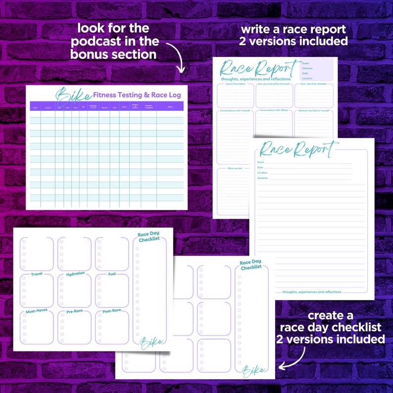 Competitive Cycling Printable Planner, Cycling Log, Performance ...