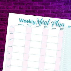 Weekly Meal Planner for Athletes Printable, Shopping List, Grocery List, Meal Prep, Family Meal Planning, Calendar, Printable PDF Planner