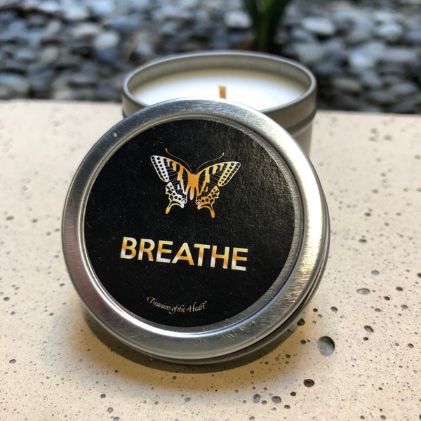 BREATHE Butterfly 2 Oz. Soy Candle / Citrus Scent w Gift Box