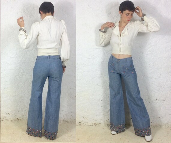 1970s High Waisted Flared jeans palazzo pants Wide