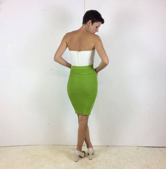 lime green jean skirt