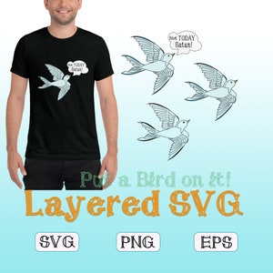 Put a Bird on it! Bird clip art and Font mini bundle, Layered SVG