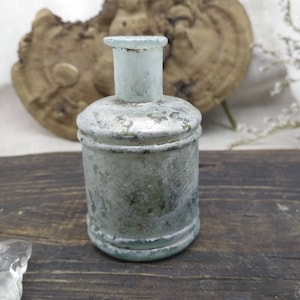 Small glass bottles colored inkwell antique ink well old set price for sale green glass vintage stylish patina