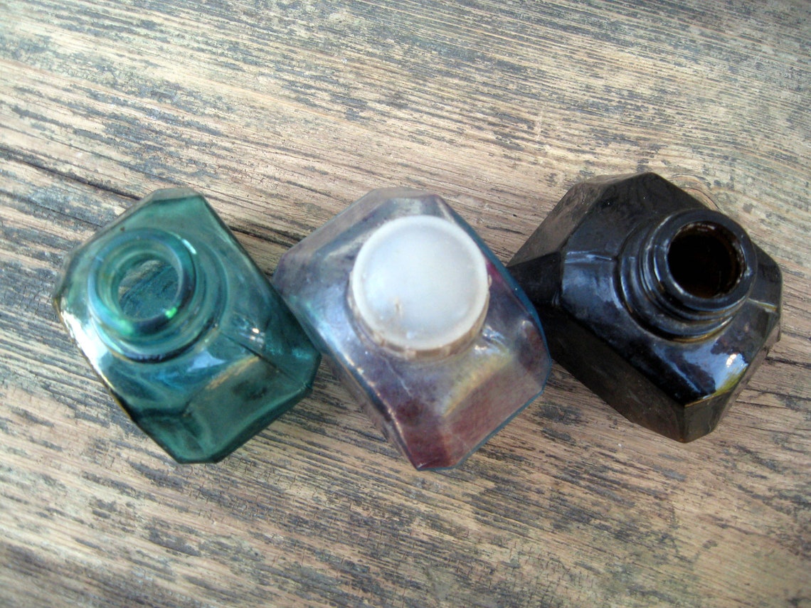 Vintage Tintenflasche. Antike Flasche. Blaues und braunes | Etsy