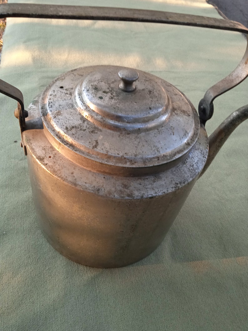 Large bronze teapot Antique army bronze teapot image 1