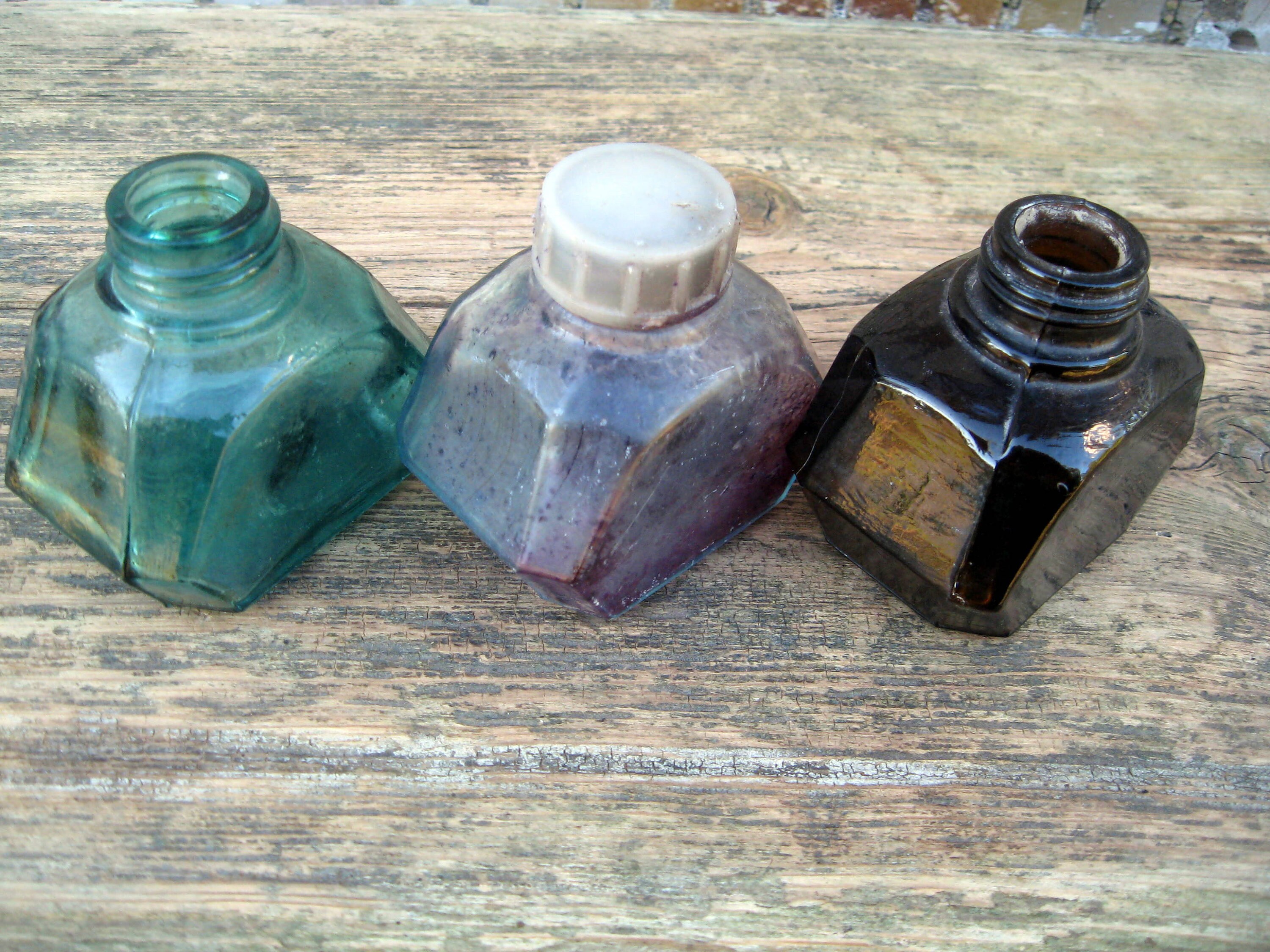 Vintage Tintenflasche. Antike Flasche. Blaues und braunes | Etsy