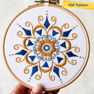 Mandala Embroidery Pattern- Embroidery Pattern- PDF Pattern- Beginner Embroidery- Digital download- Mandala Embroidery pdf- Mandala Design