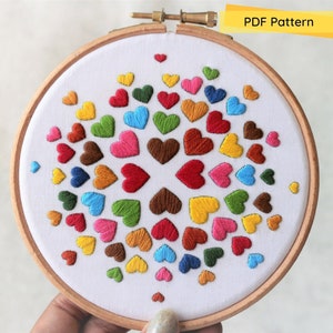 Hearts Embroidery Pattern- PDF Embroidery Pattern- Beginner Embroidery- Digital download- Embroidery Pattern- Hearts Embroidery Design- DIY