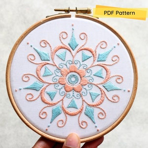 Mandala Embroidery Pattern- Embroidery Pattern- PDF Pattern- Beginner Embroidery- Digital download- Mandala Embroidery pdf- Mandala Design