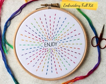 Enjoy- Embroidery Kit- Embroidery Kit Beginner- Easy craft kit- Modern embroidery Kit- DIY Craft Kit- DIY Embroidery Kit- Embroidery Starter