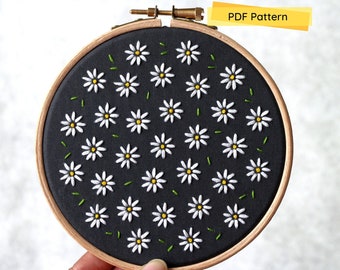 Daisy Embroidery Pattern- PDF Pattern- Beginner Embroidery- Digital download- Flower Embroidery Pattern- Daisy Embroidery Design- Daisies
