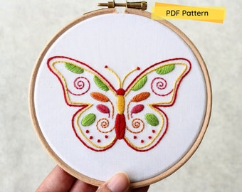 Butterfly Embroidery Pattern- PDF Pattern- Embroidery Pattern Beginner- Digital download- Butterfly Embroidery Design- DIY Embroidery