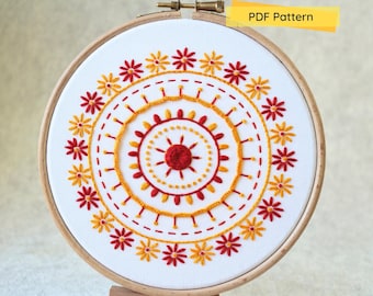 Floral Mandala- Hand Embroidery Patterns- Mandala Embroidery pdf- Floral Embroidery Pattern- Digital Download- PDF Embroidery Pattern- DIY