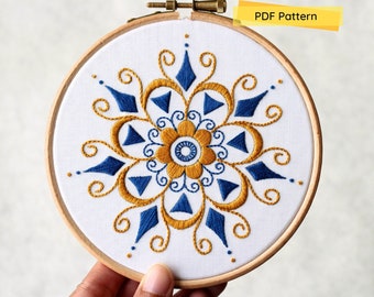Mandala Embroidery Pattern- Embroidery Pattern- PDF Pattern- Beginner Embroidery- Digital download- Mandala Embroidery pdf- Mandala Design