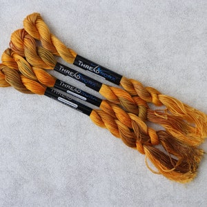 ThreadworX Sunset 1105 - Gold Variegated Floss- Gold Embroidery Thread- Gold Thread- Threadworx overdyed floss- Yellow Embroidery Thread