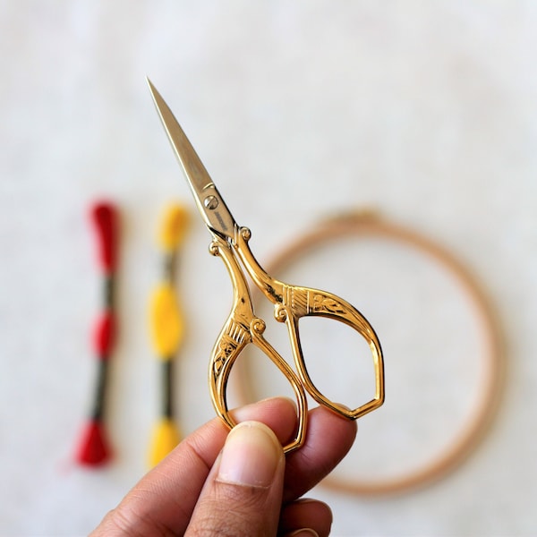 Floral Scissors- Embroidery Scissors- Gold Scissors- Floral Embroidery Scissors- Sewing Scissors- Scissors- Embroidery Tools- Craft Scissors