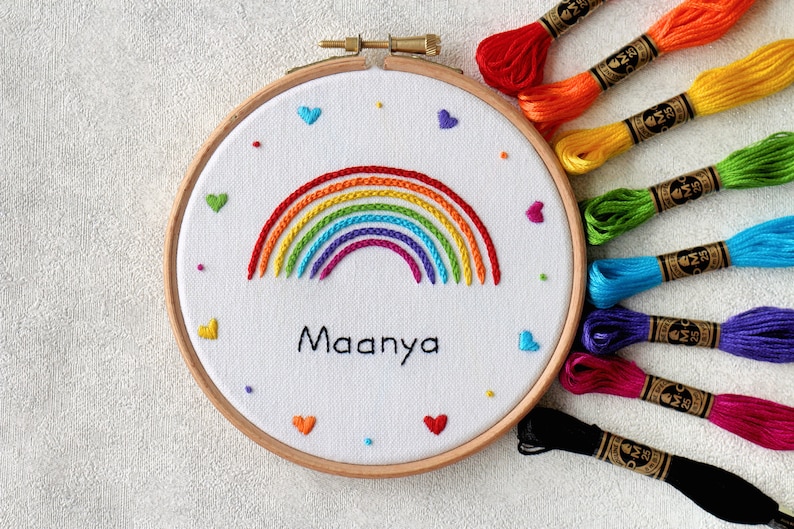 Rainbow Embroidery Pattern Custom Rainbow Name Digital download PDF Embroidery Pattern Embroidery Pattern Beginner DIY Embroidery DIY image 9