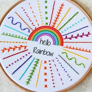 Hello Rainbow Embroidery Kit Embroidery Kit Beginner Embroidery Sampler Kit Rainbow Embroidery Kit DIY Craft Kit DIY Embroidery Kit image 5