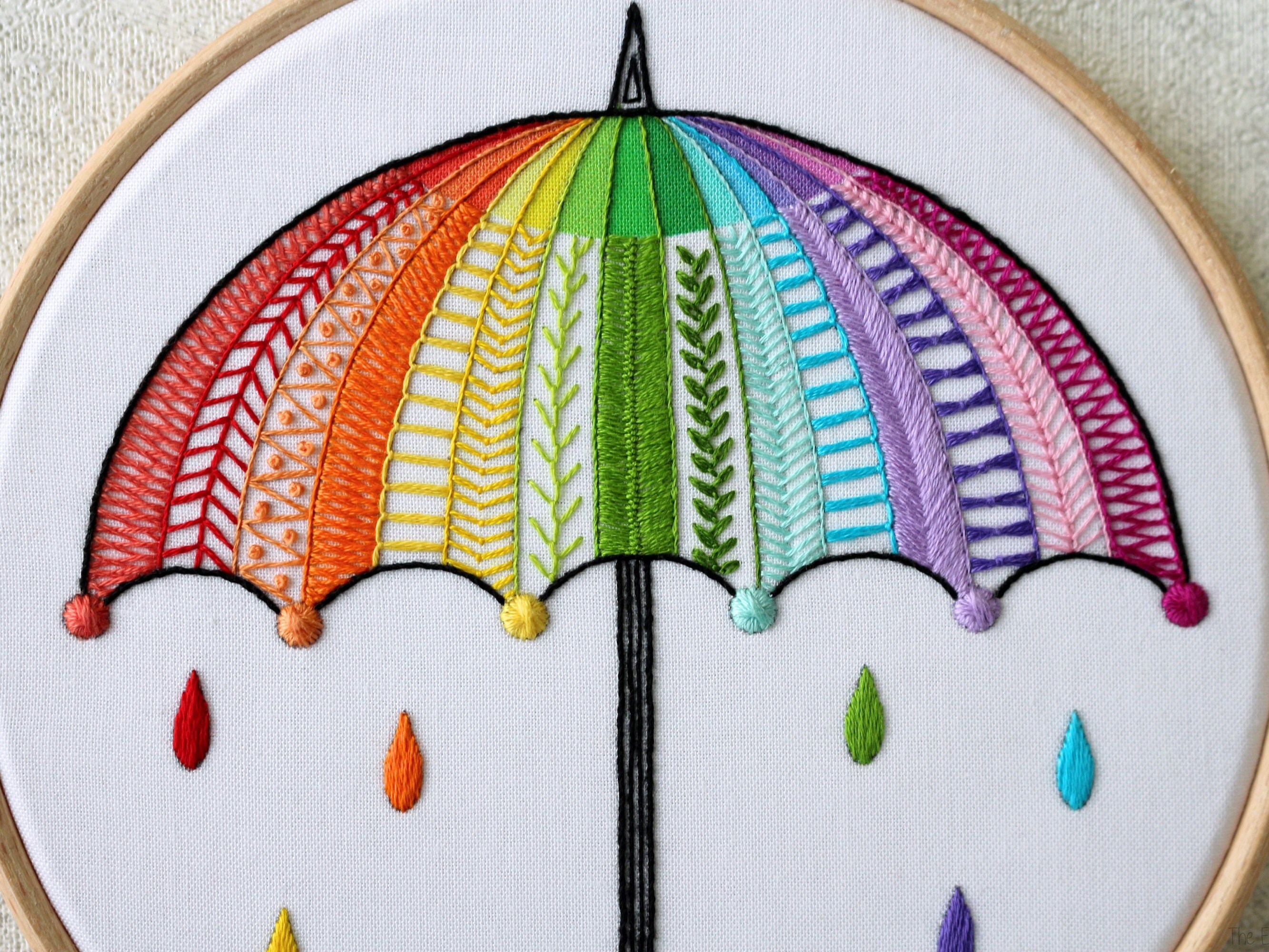 Rainbow Umbrella Embroidery Pattern Embroidery PDF Pattern Etsy