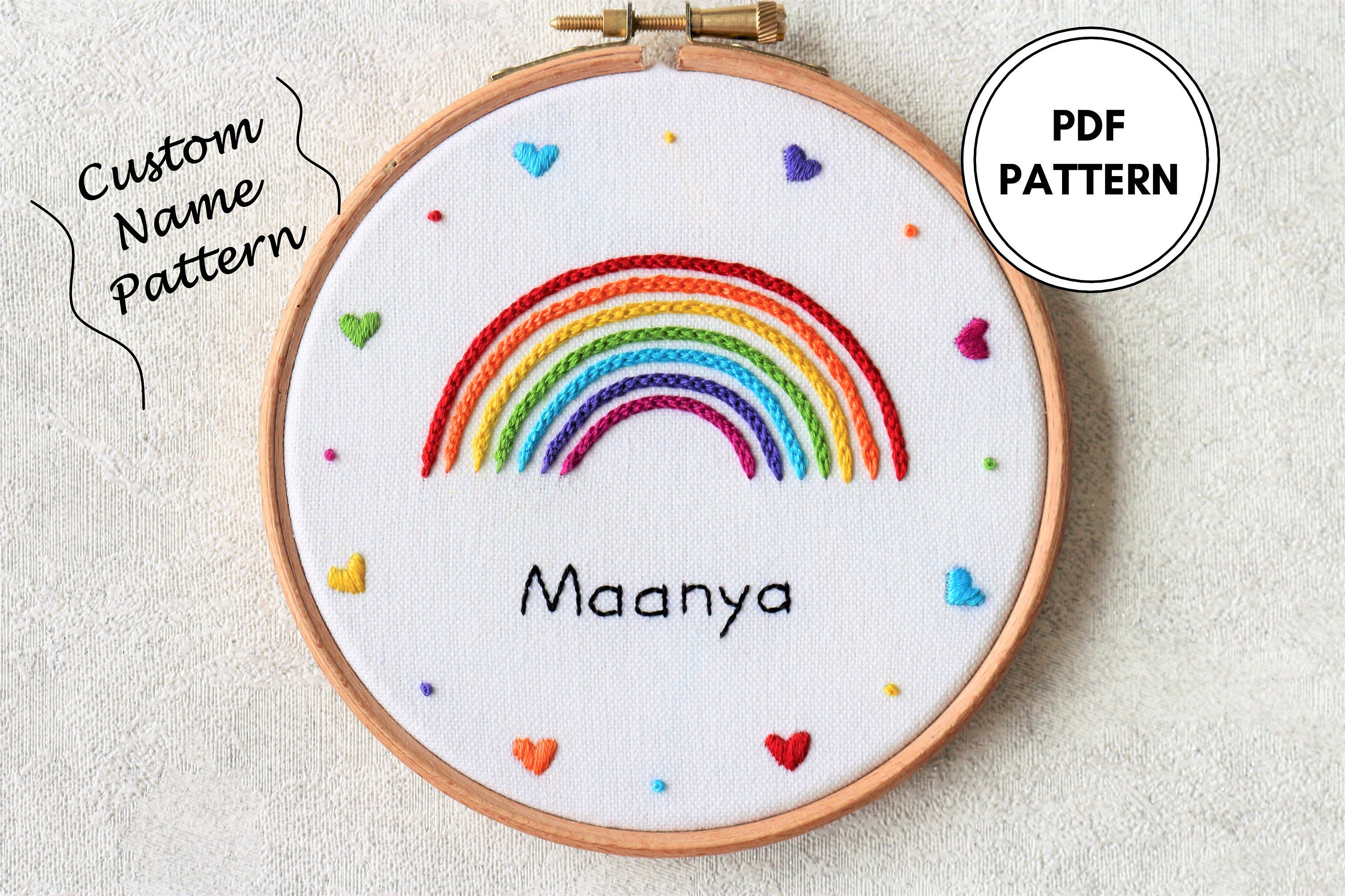 Rainbow Embroidery Pattern Custom Rainbow Name Digital Etsy UK
