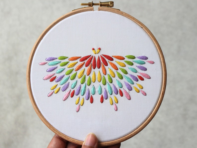 Butterfly Embroidery Kit Embroidery Kit Rainbow Butterfly Etsy UK