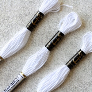 White Embroidery Thread White Colours Anchor Embroidery Thread Set of 3 skein Anchor White 001 Embroidery Thread White thread bundle image 3