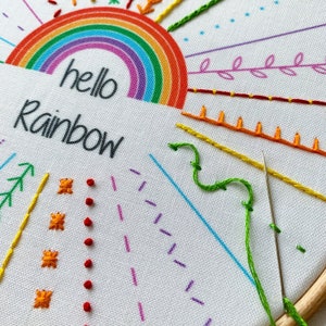 Hello Rainbow Embroidery Kit Embroidery Kit Beginner Embroidery Sampler Kit Rainbow Embroidery Kit DIY Craft Kit DIY Embroidery Kit image 7