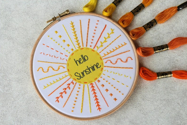 DIY Embroidery Kit Embroidery Kit Embroidery Sampler Kit Hello Sunshine Embroidery Kit Beginner Summer Embroidery Kit DIY Craft Kit
