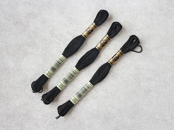 Black Colours DMC Stranded Cotton Embroidery Thread Set of 3 Skein