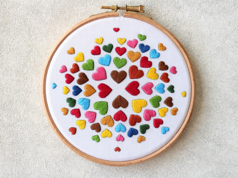 Hearts Embroidery Kit DIY craft kits Embroidery Kit Beginner Embroidery Kit Modern Embroidery Kit DIY embroidery kit Valentines Day image 6