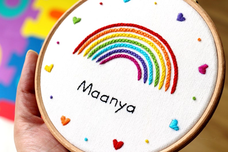 Rainbow Embroidery Pattern Custom Rainbow Name Digital download PDF Embroidery Pattern Embroidery Pattern Beginner DIY Embroidery DIY image 10