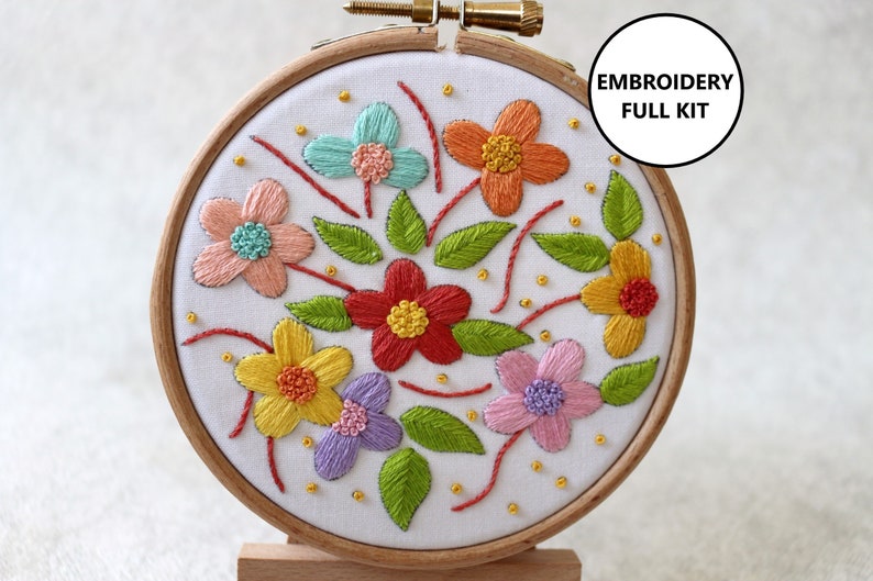 Floral Embroidery Kit Hand Embroidery Kit Embroidery Kit image 0