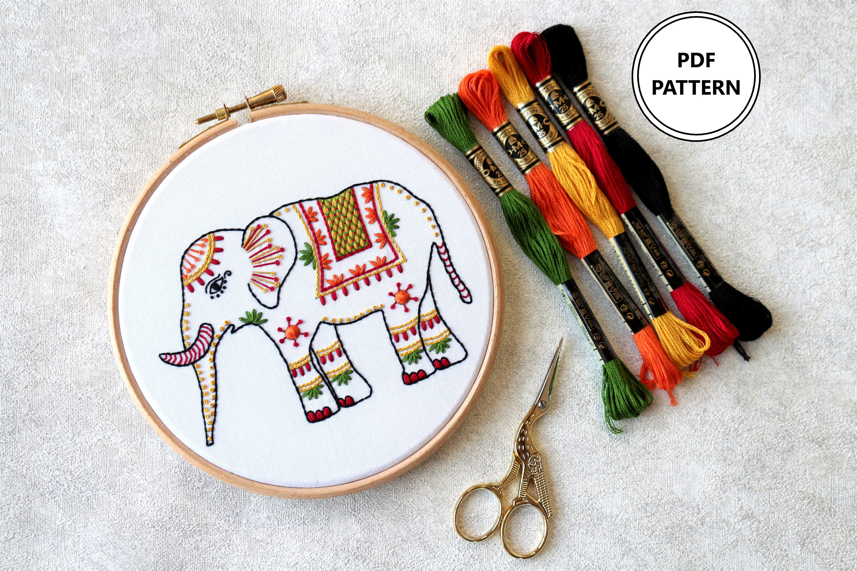 Elephant Embroidery Pattern PDF Embroidery Pattern Animal Etsy UK