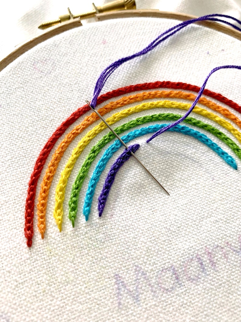 Rainbow Embroidery Pattern Custom Rainbow Name Digital download PDF Embroidery Pattern Embroidery Pattern Beginner DIY Embroidery DIY image 5