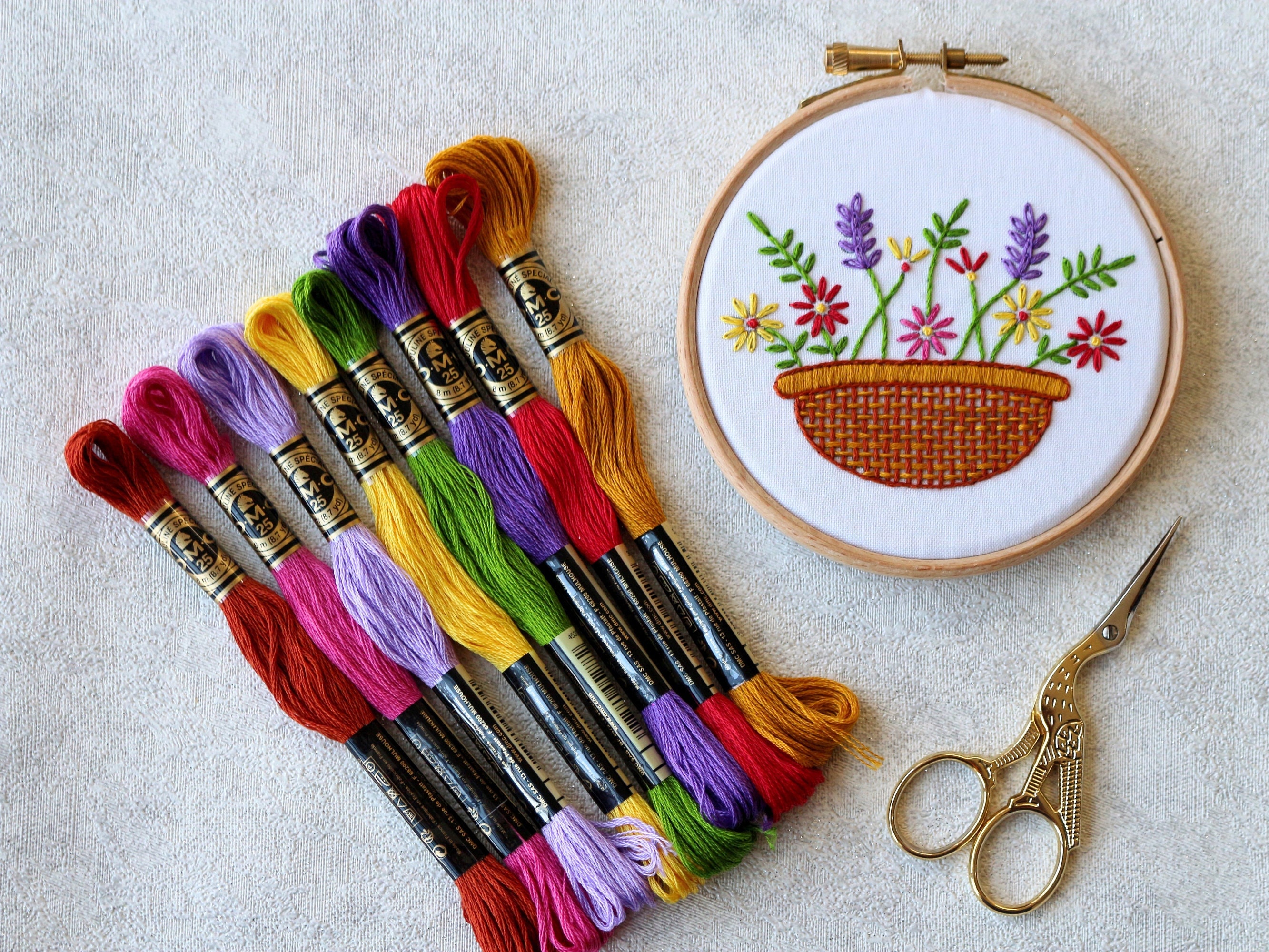 zxbaers 3 Set Embroidery Kit for Beginners Adults, Flower Pattern