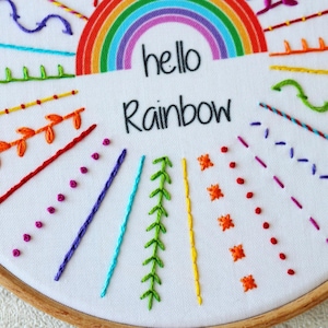 Hello Rainbow Embroidery Kit Embroidery Kit Beginner Embroidery Sampler Kit Rainbow Embroidery Kit DIY Craft Kit DIY Embroidery Kit image 9