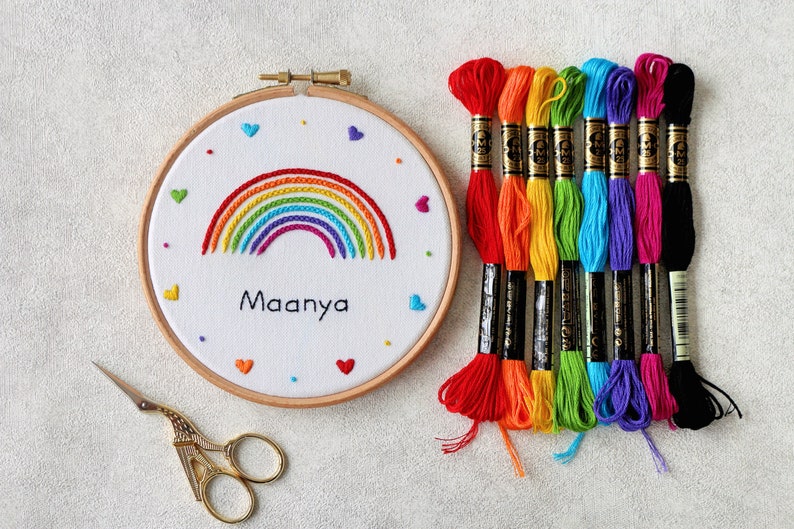 Rainbow Embroidery Pattern Custom Rainbow Name Digital download PDF Embroidery Pattern Embroidery Pattern Beginner DIY Embroidery DIY image 6