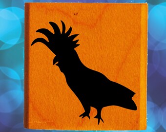 Cockatoo Sitting Rubber Stamp Mounted Wood Block Art Stamp