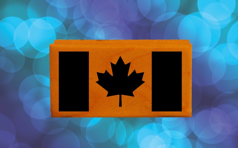 Canada Flag Rubber Stamp Mounted Wood Block Art Stamp